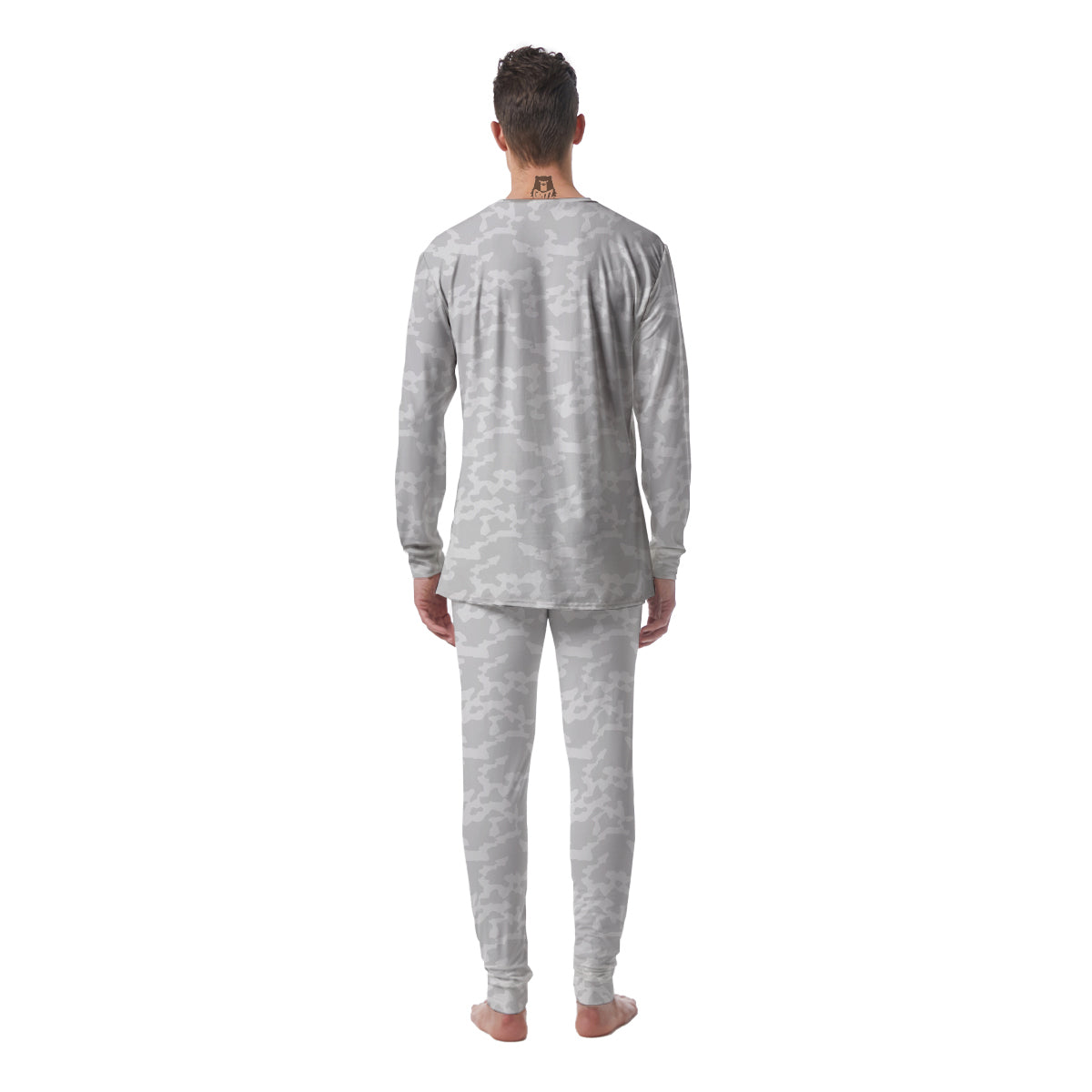 Camouflage White Snow Print Pattern Men's Pajamas-grizzshop