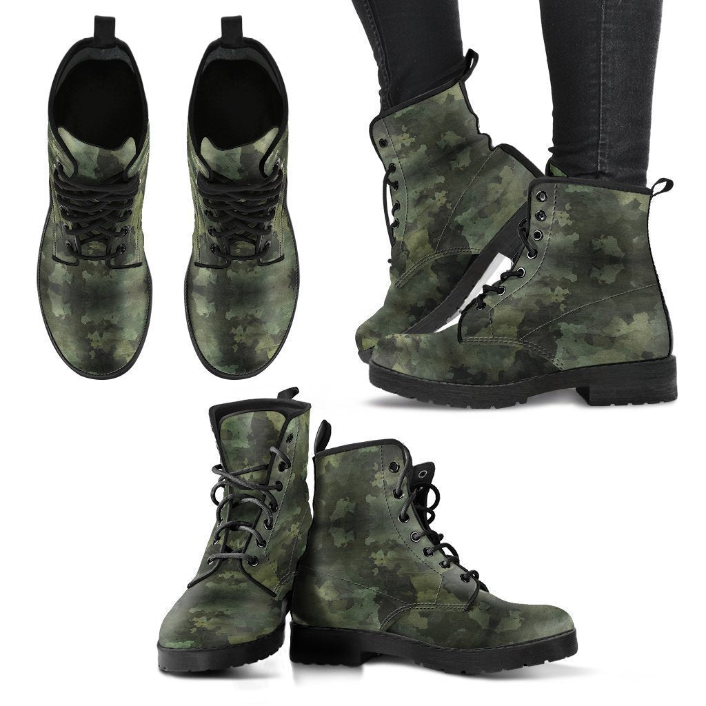 Camouflage Women's Leather Boots-grizzshop