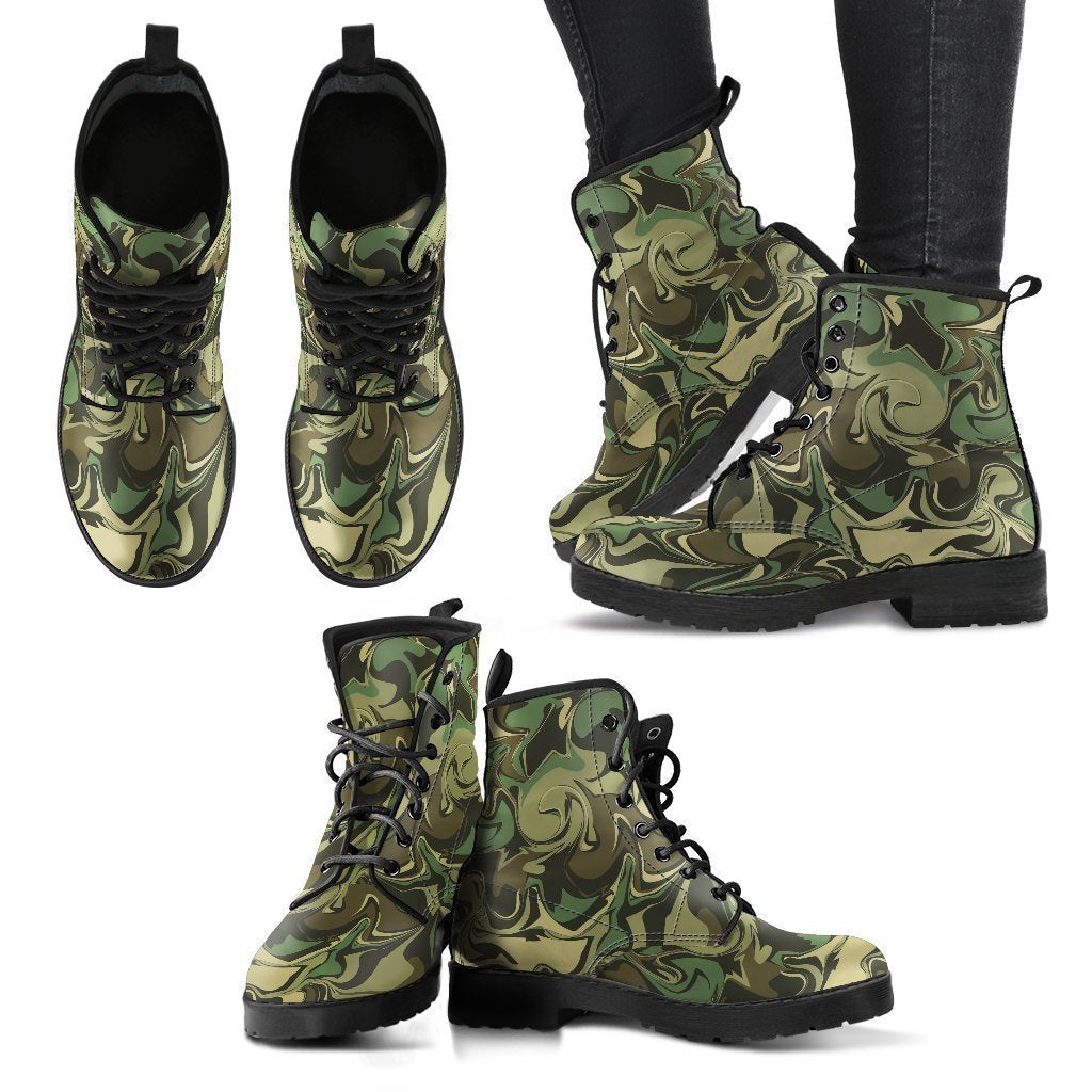 Camouflage Women's Leather Boots-grizzshop