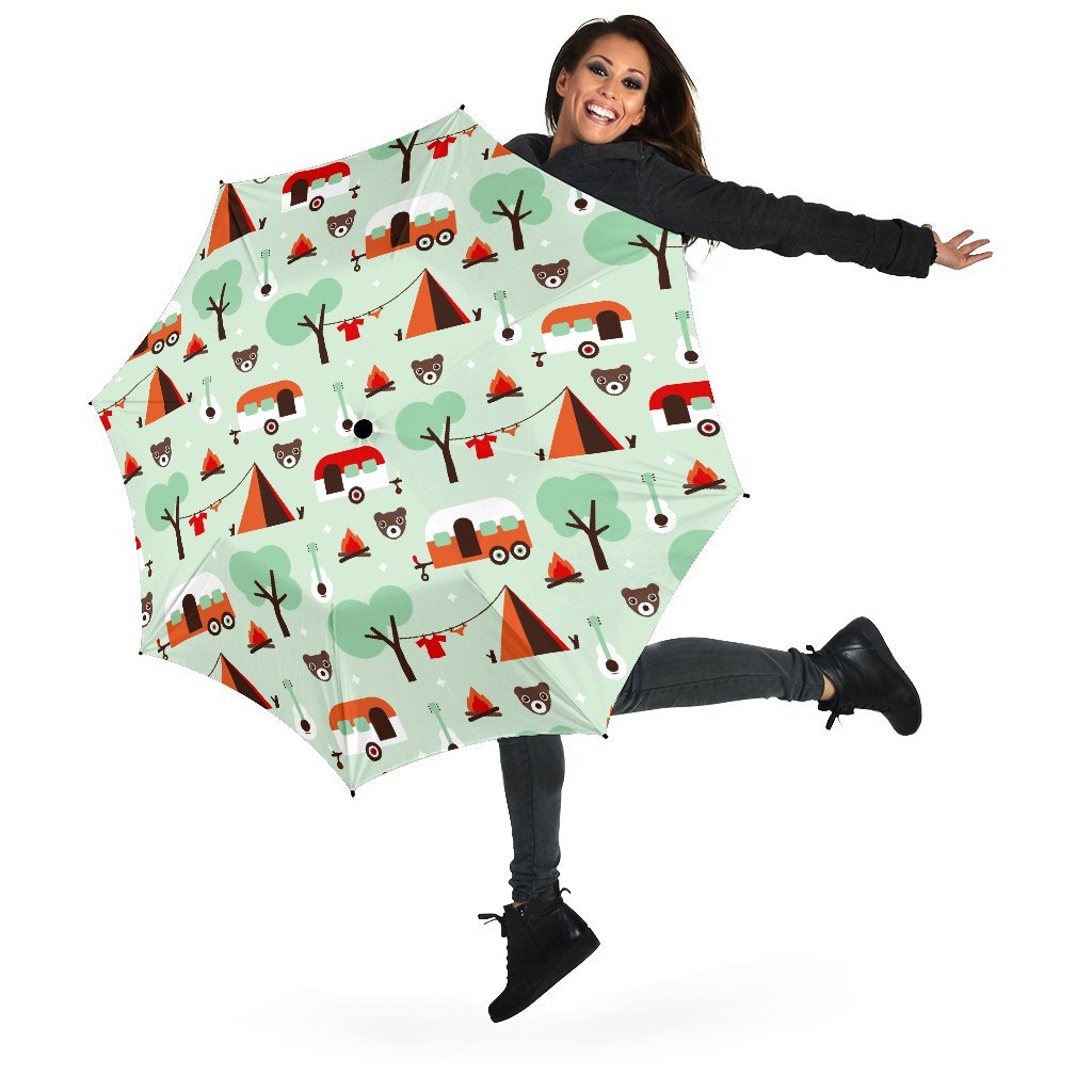 Camper Pattern Print Automatic Foldable Umbrella-grizzshop