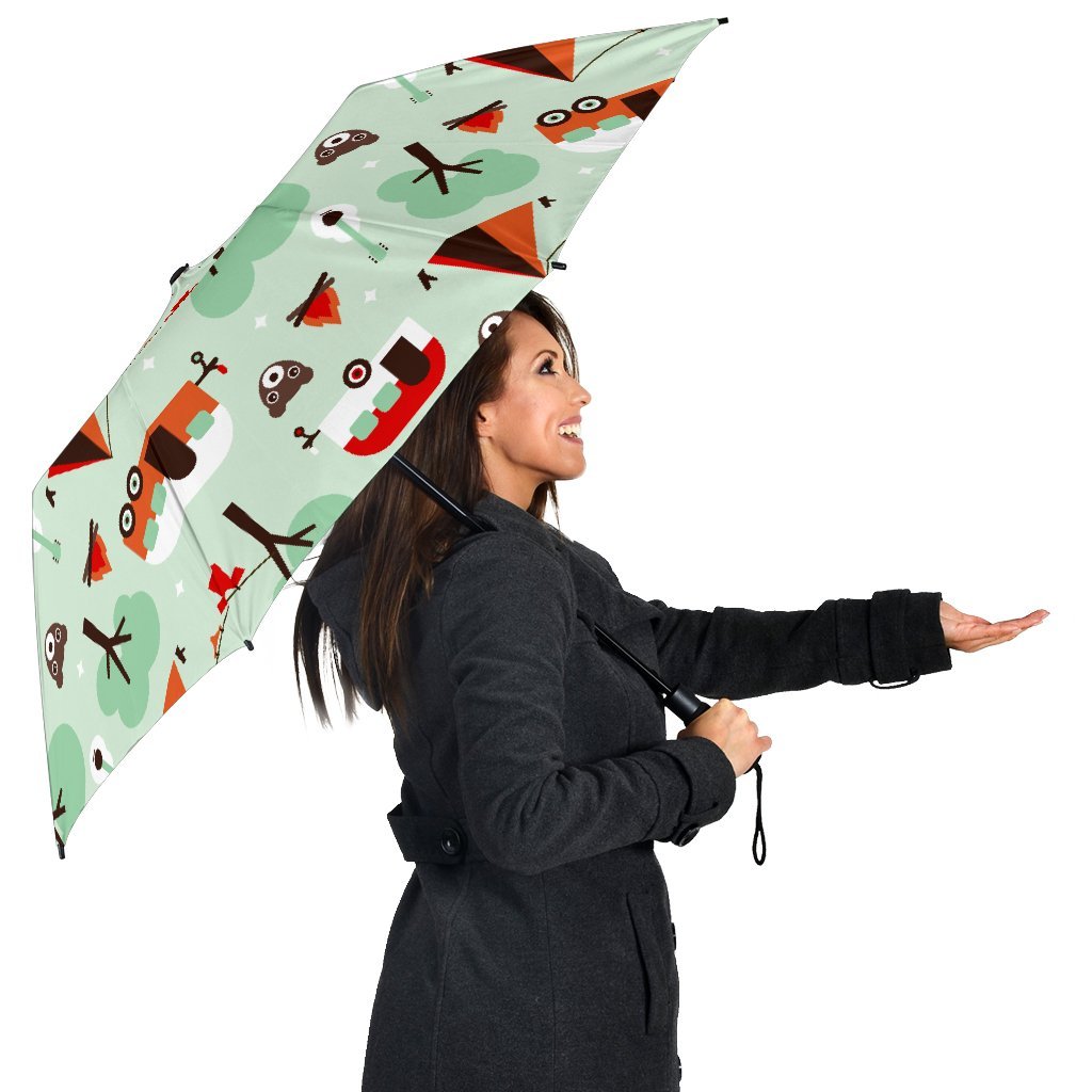 Camper Pattern Print Automatic Foldable Umbrella-grizzshop
