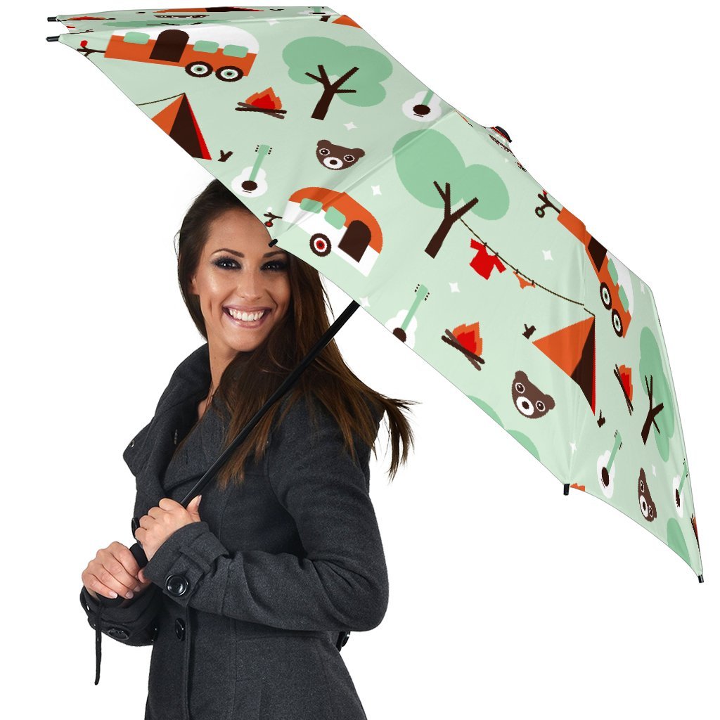Camper Pattern Print Automatic Foldable Umbrella-grizzshop