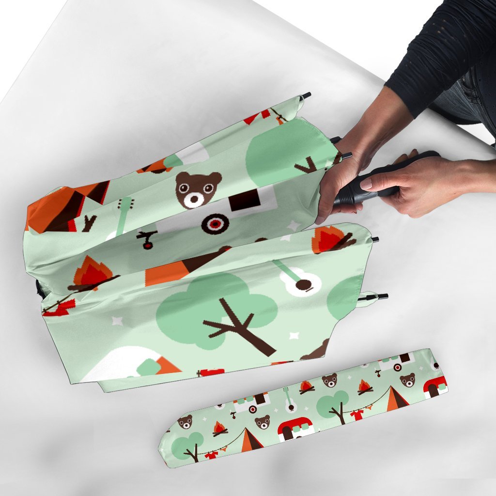 Camper Pattern Print Automatic Foldable Umbrella-grizzshop