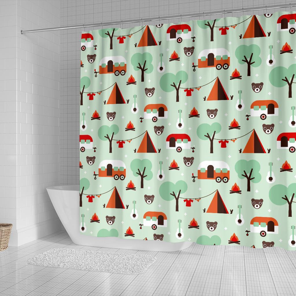 Camper Pattern Print Bathroom Shower Curtain-grizzshop