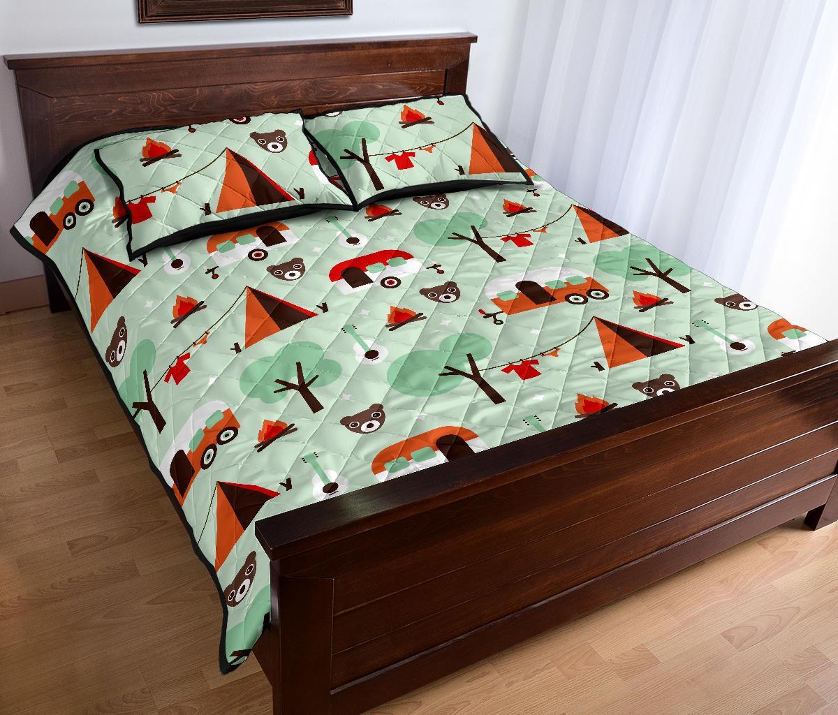 Camper Pattern Print Bed Set Quilt-grizzshop