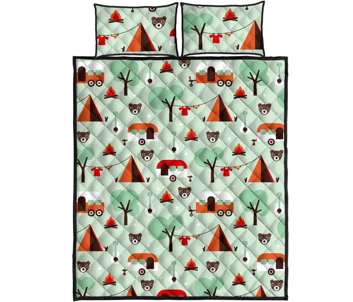 Camper Pattern Print Bed Set Quilt-grizzshop