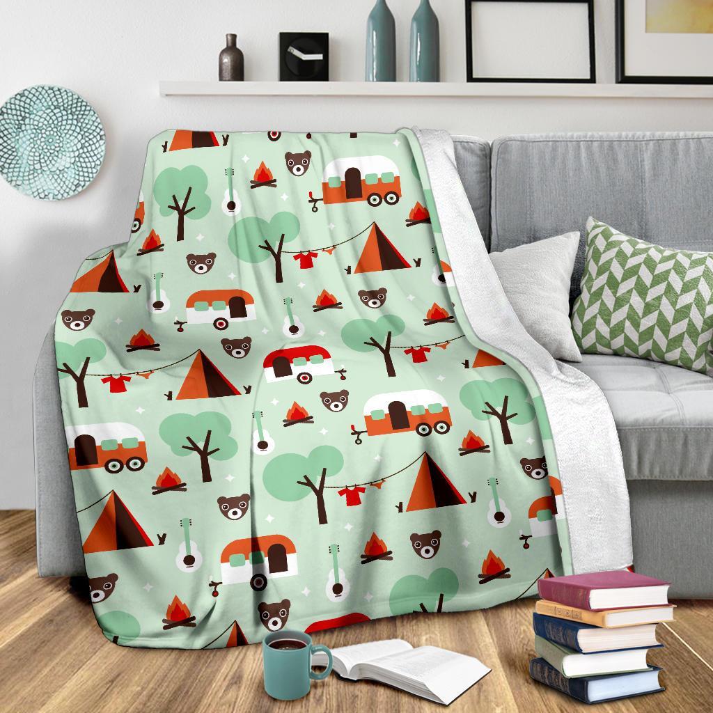 Camper Pattern Print Blanket-grizzshop