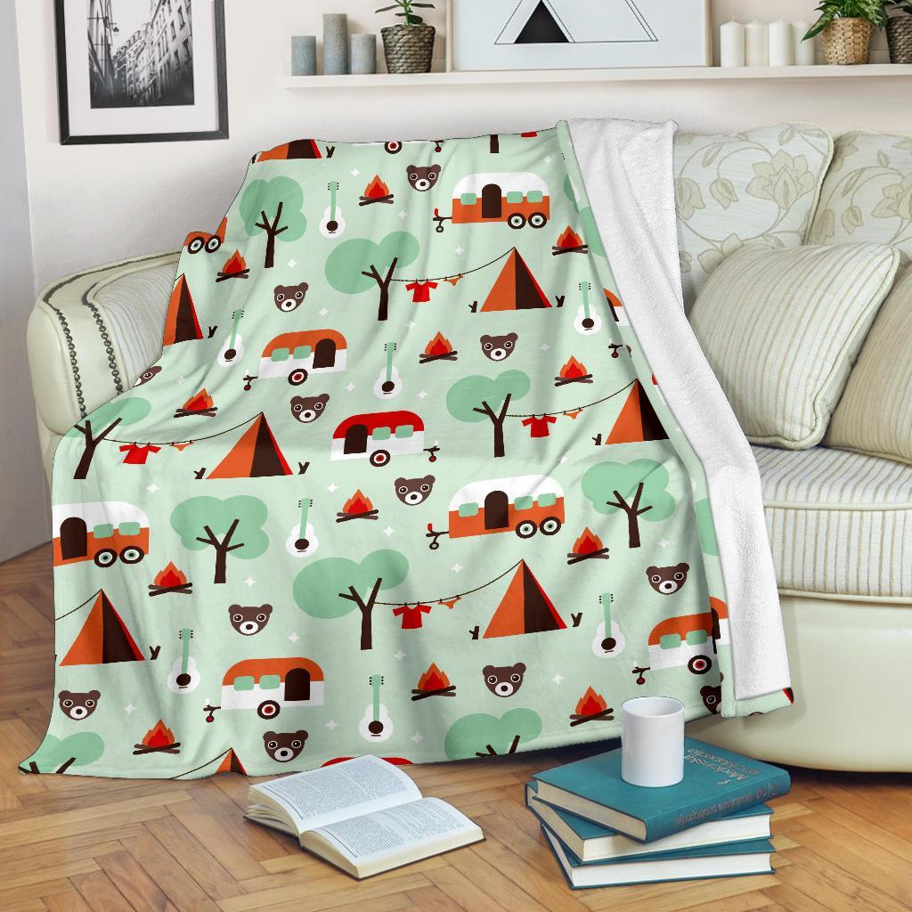 Camper Pattern Print Blanket-grizzshop