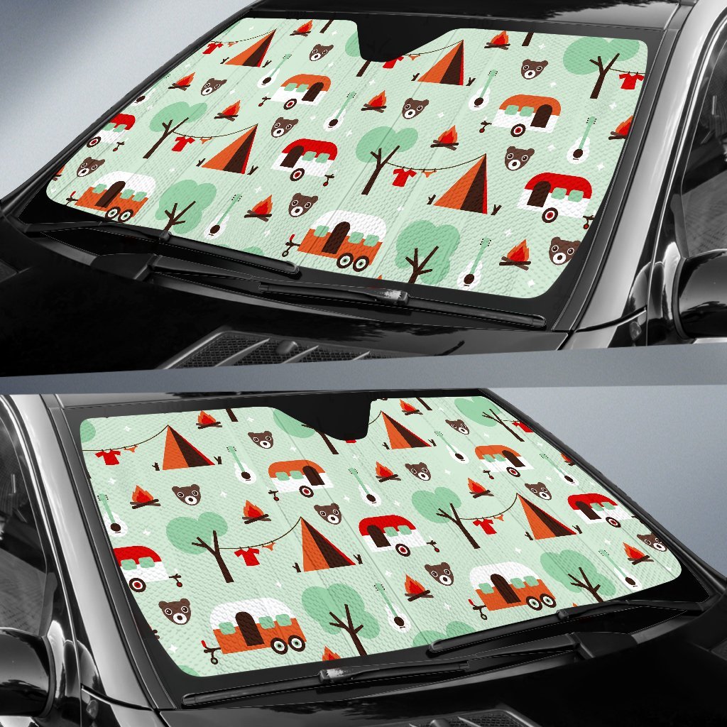 Camper Pattern Print Car Sun Shade-grizzshop