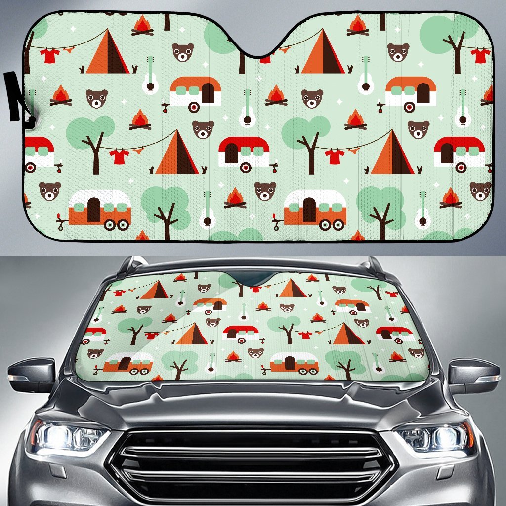 Camper Pattern Print Car Sun Shade-grizzshop