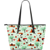 Camper Pattern Print Leather Tote Bag-grizzshop