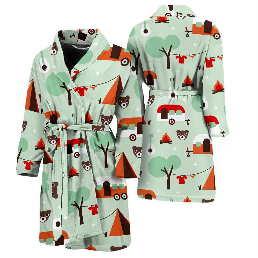 Camper Pattern Print Men Long Robe-grizzshop