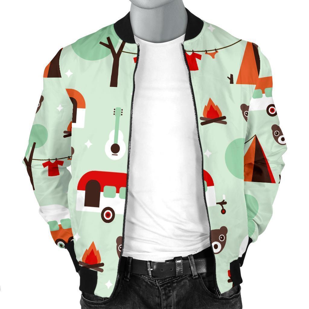Camper Pattern Print Men's Bomber Jacket-grizzshop