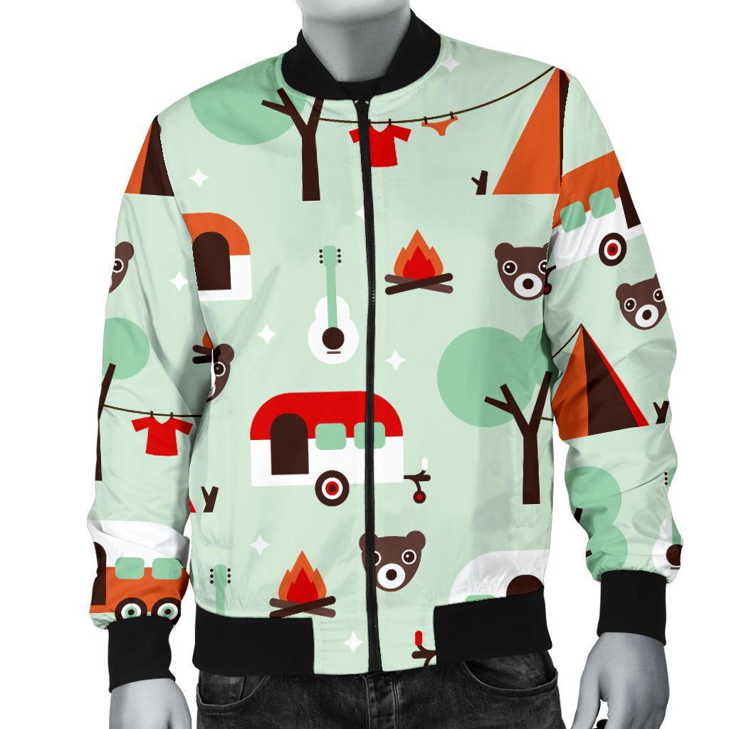 Camper Pattern Print Men's Bomber Jacket-grizzshop