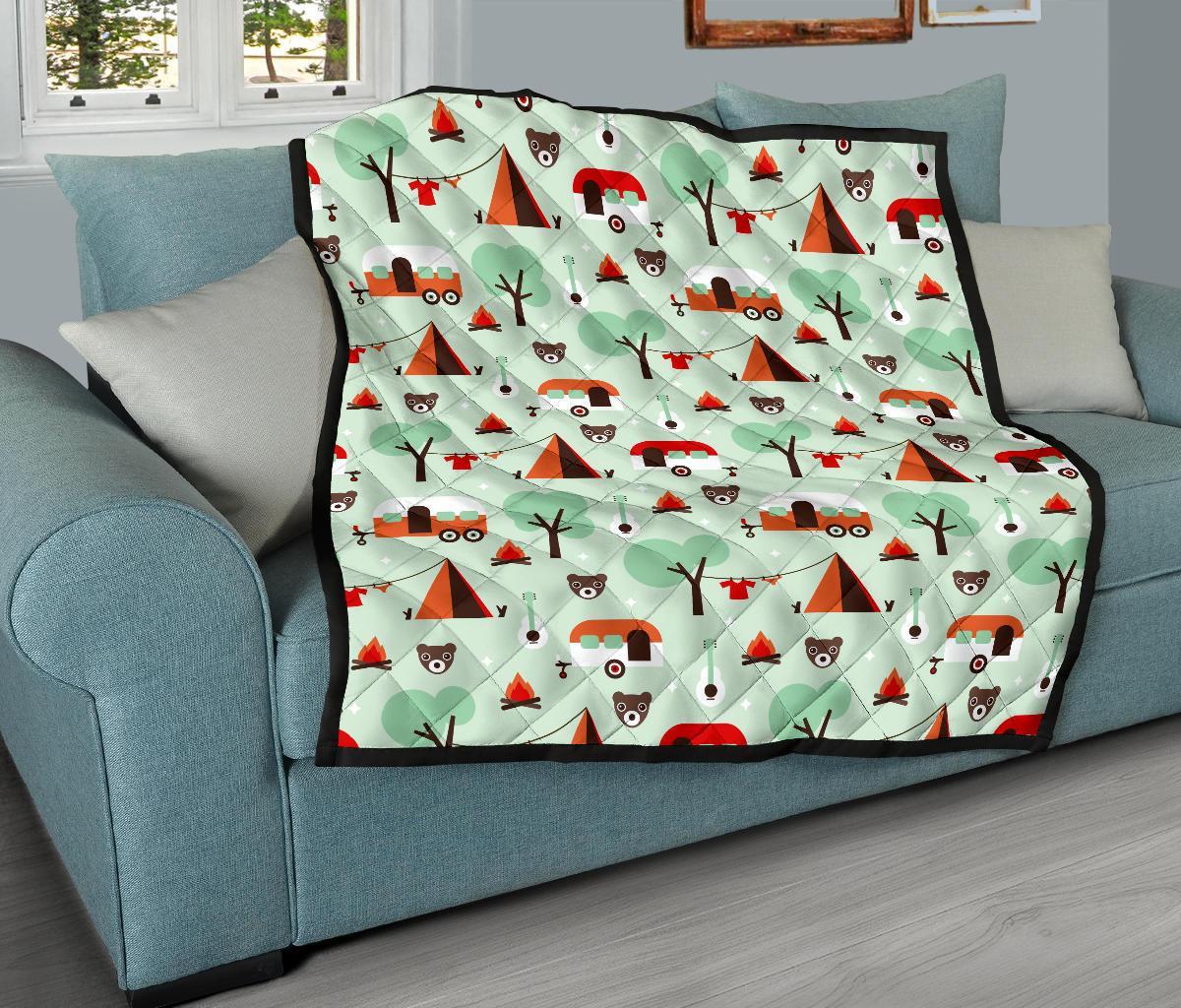 Camper Pattern Print Quilt-grizzshop