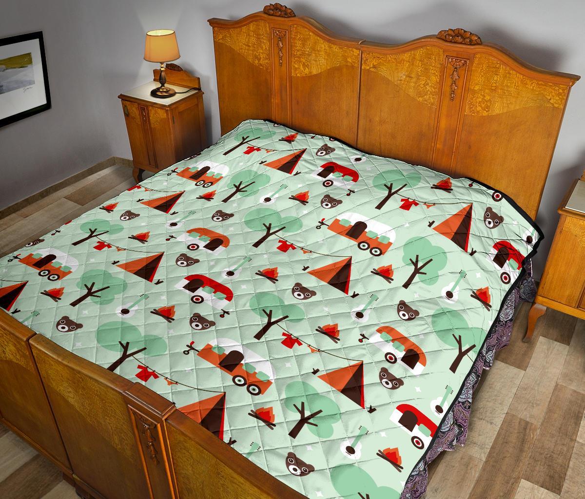 Camper Pattern Print Quilt-grizzshop