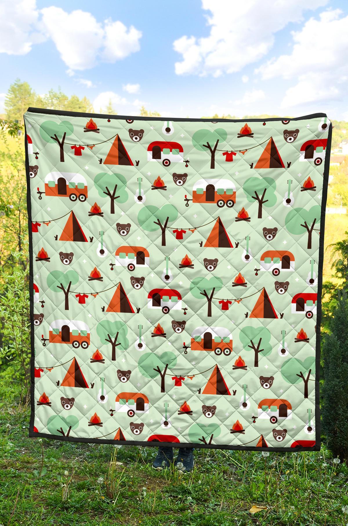 Camper Pattern Print Quilt-grizzshop