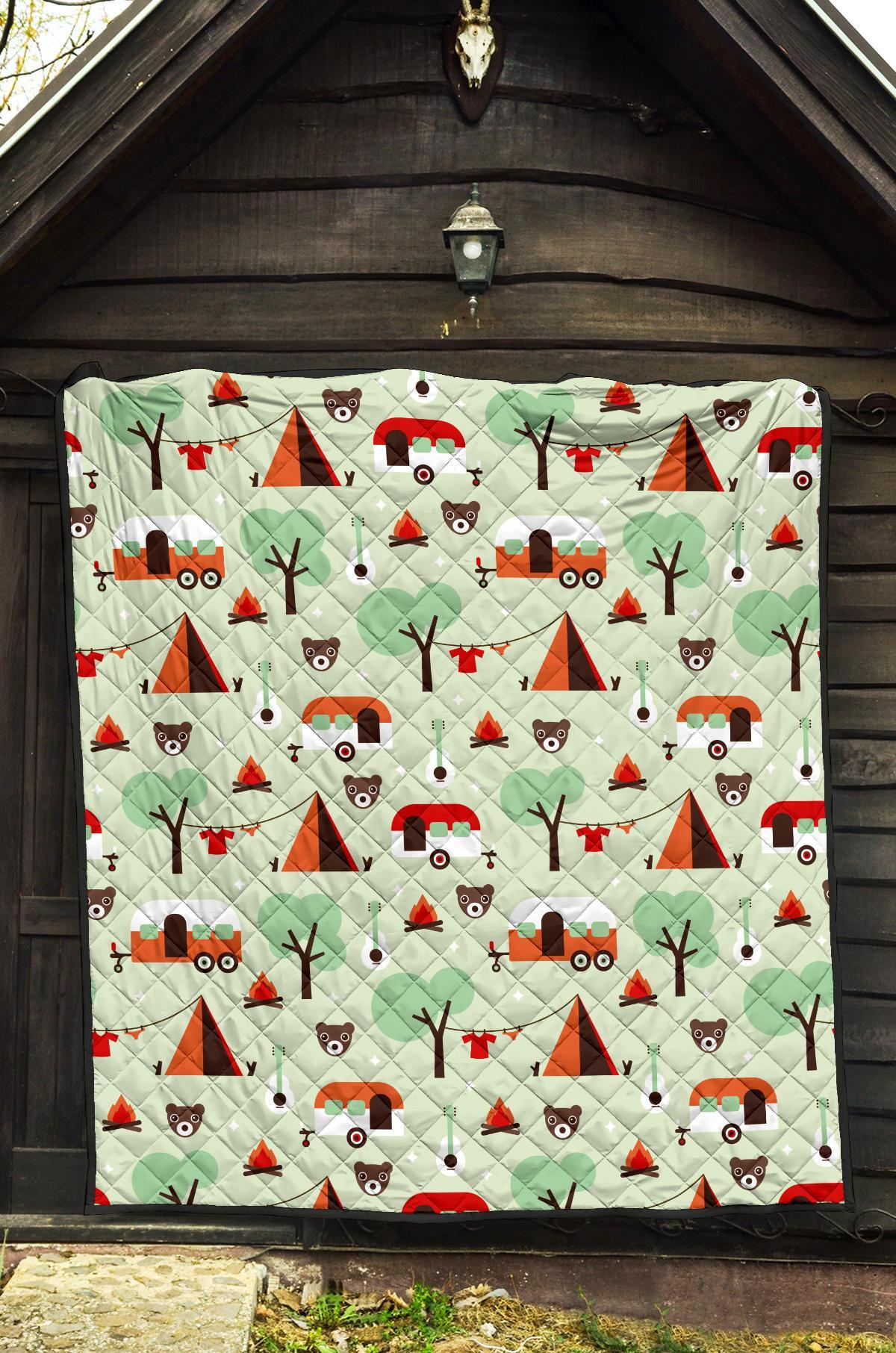 Camper Pattern Print Quilt-grizzshop