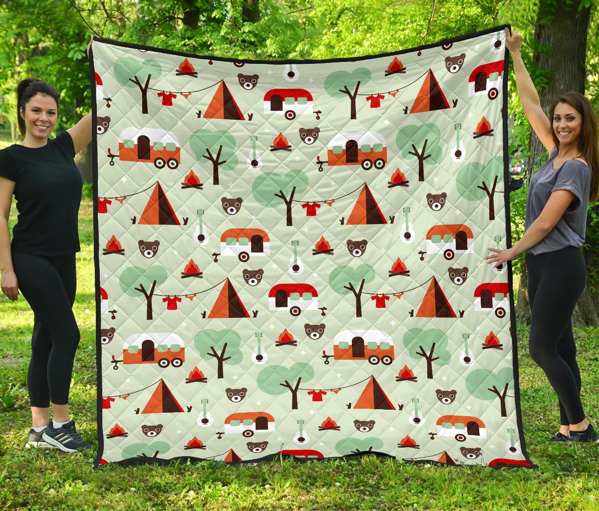 Camper Pattern Print Quilt-grizzshop