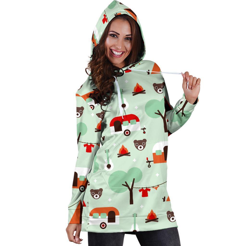 Camper Pattern Print Women Hoodie Dress-grizzshop