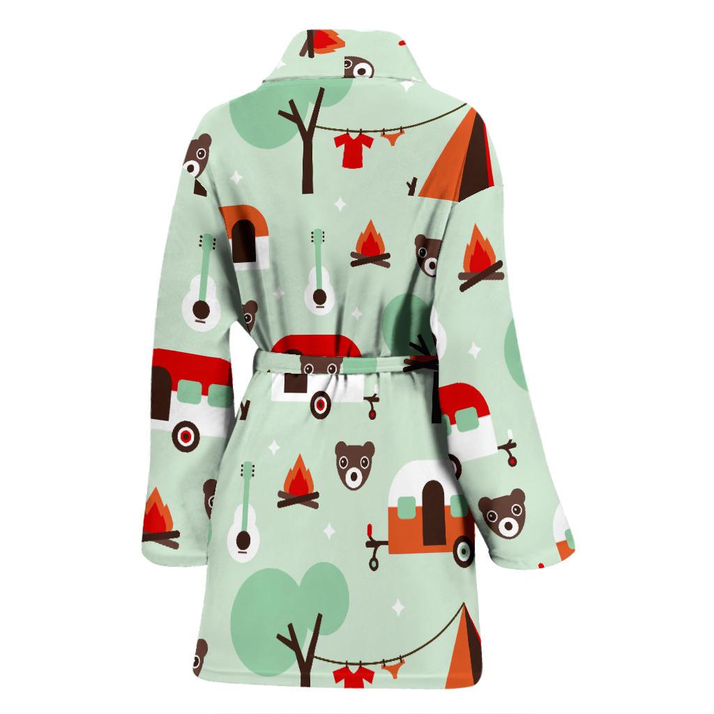 Camper Pattern Print Women Long Robe-grizzshop