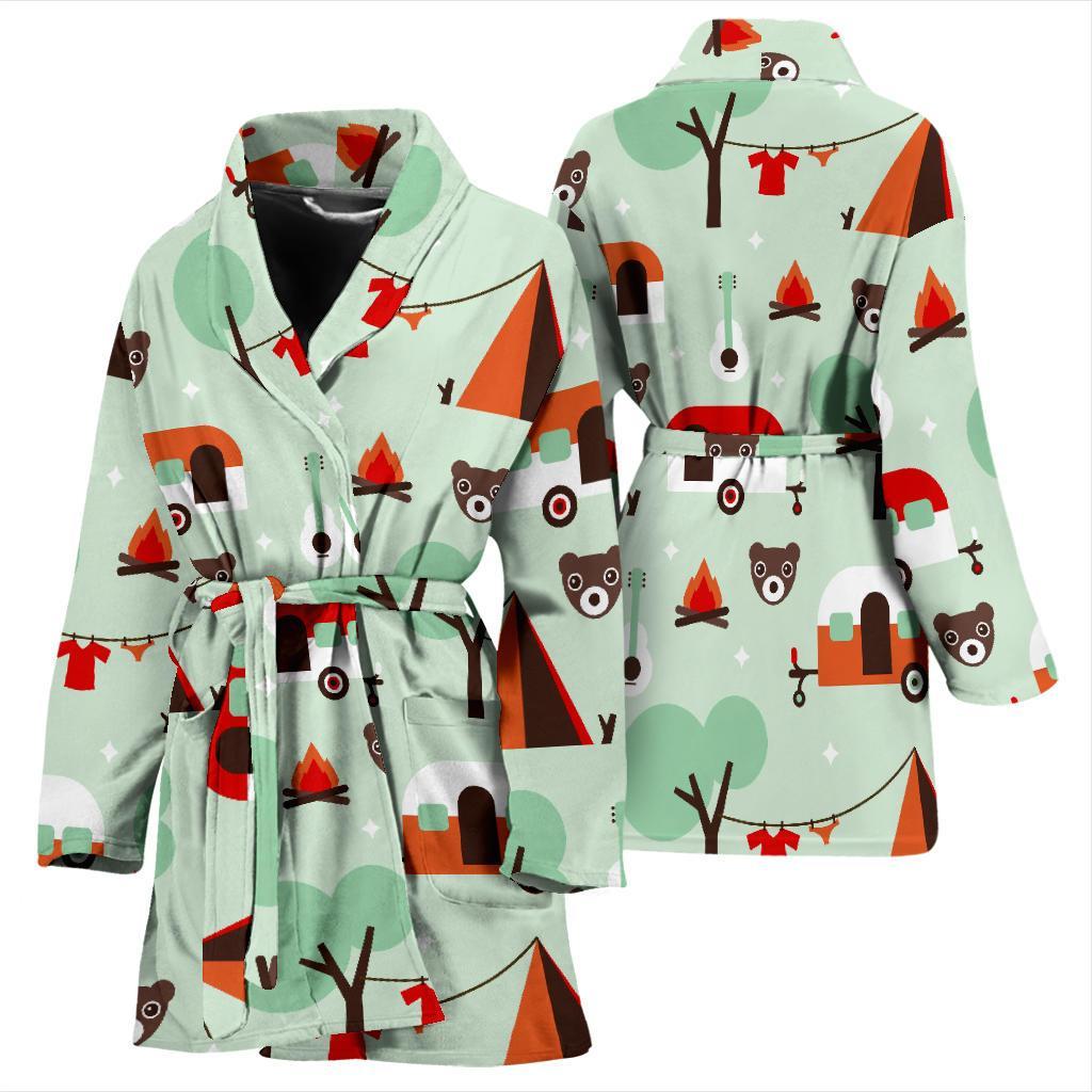 Camper Pattern Print Women Long Robe-grizzshop