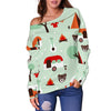 Camper Pattern Print Women Off Shoulder Sweatshirt-grizzshop