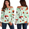 Camper Pattern Print Women Off Shoulder Sweatshirt-grizzshop