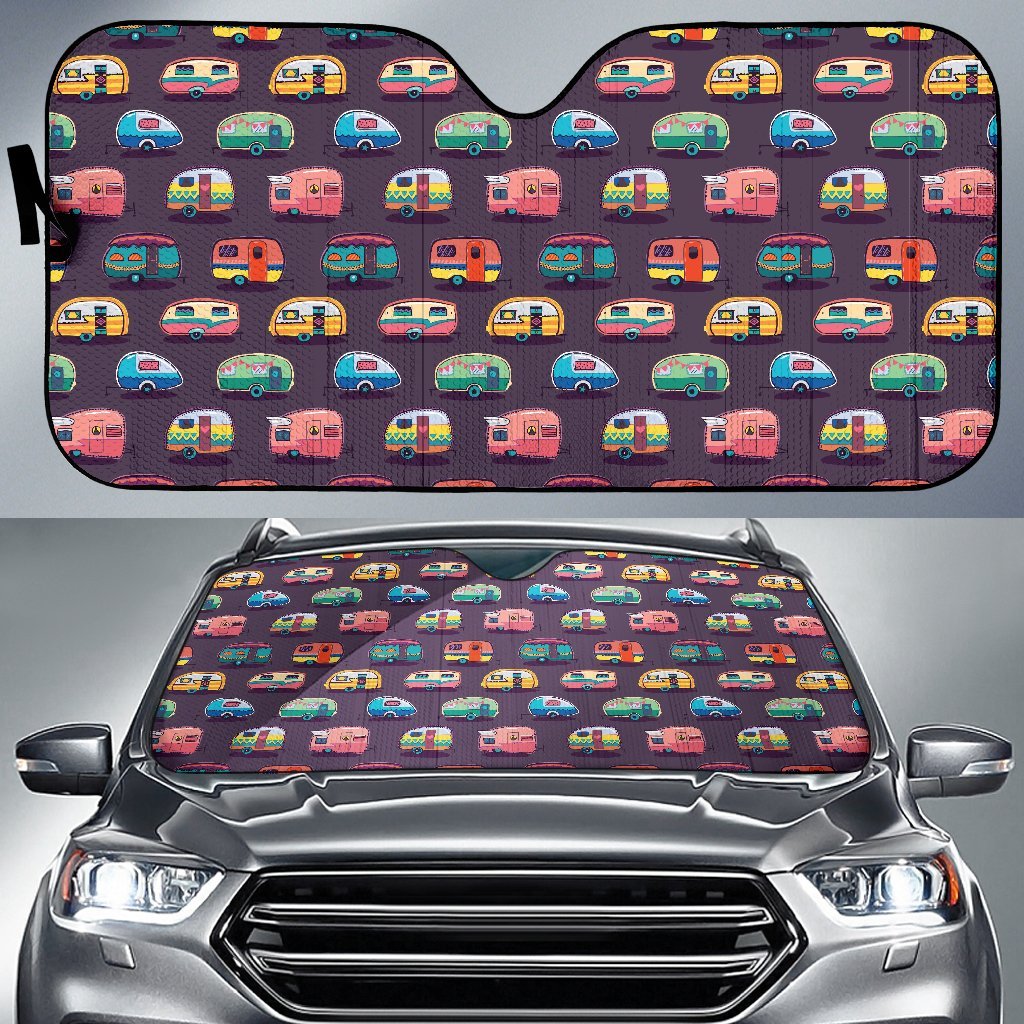 Camper Van Pattern Print Car Sun Shade-grizzshop