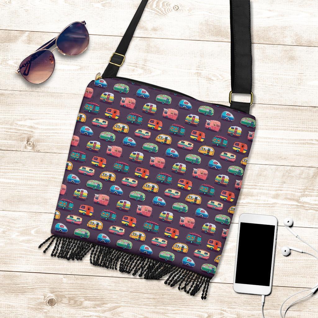 Camper Van Pattern Print Crossbody bags-grizzshop