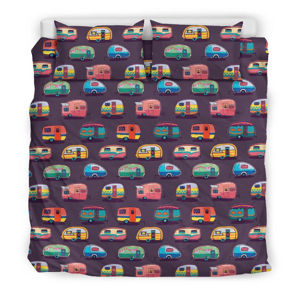 Camper Van Pattern Print Duvet Cover Bedding Set-grizzshop