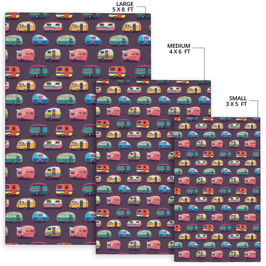 Camper Van Pattern Print Floor Mat-grizzshop