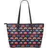 Camper Van Pattern Print Leather Tote Bag-grizzshop