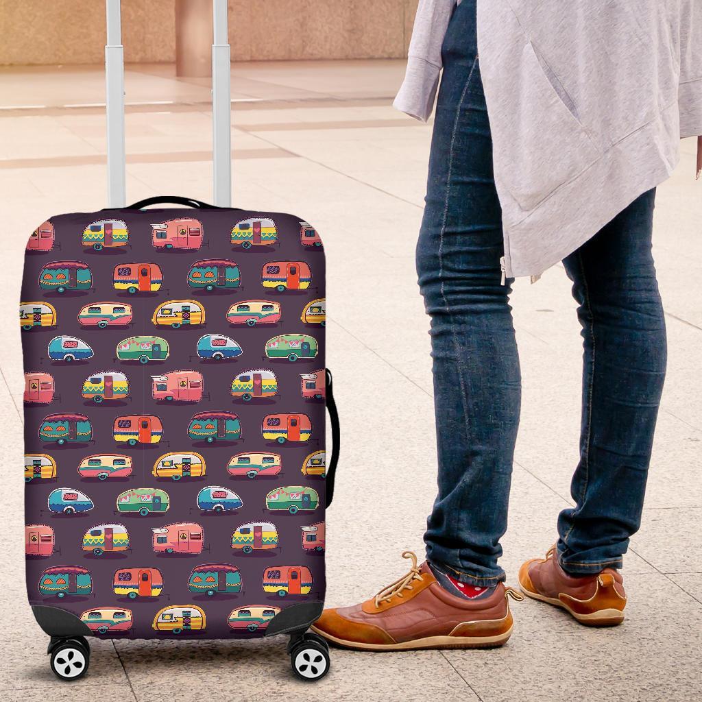 Camper Van Pattern Print Luggage Cover Protector-grizzshop