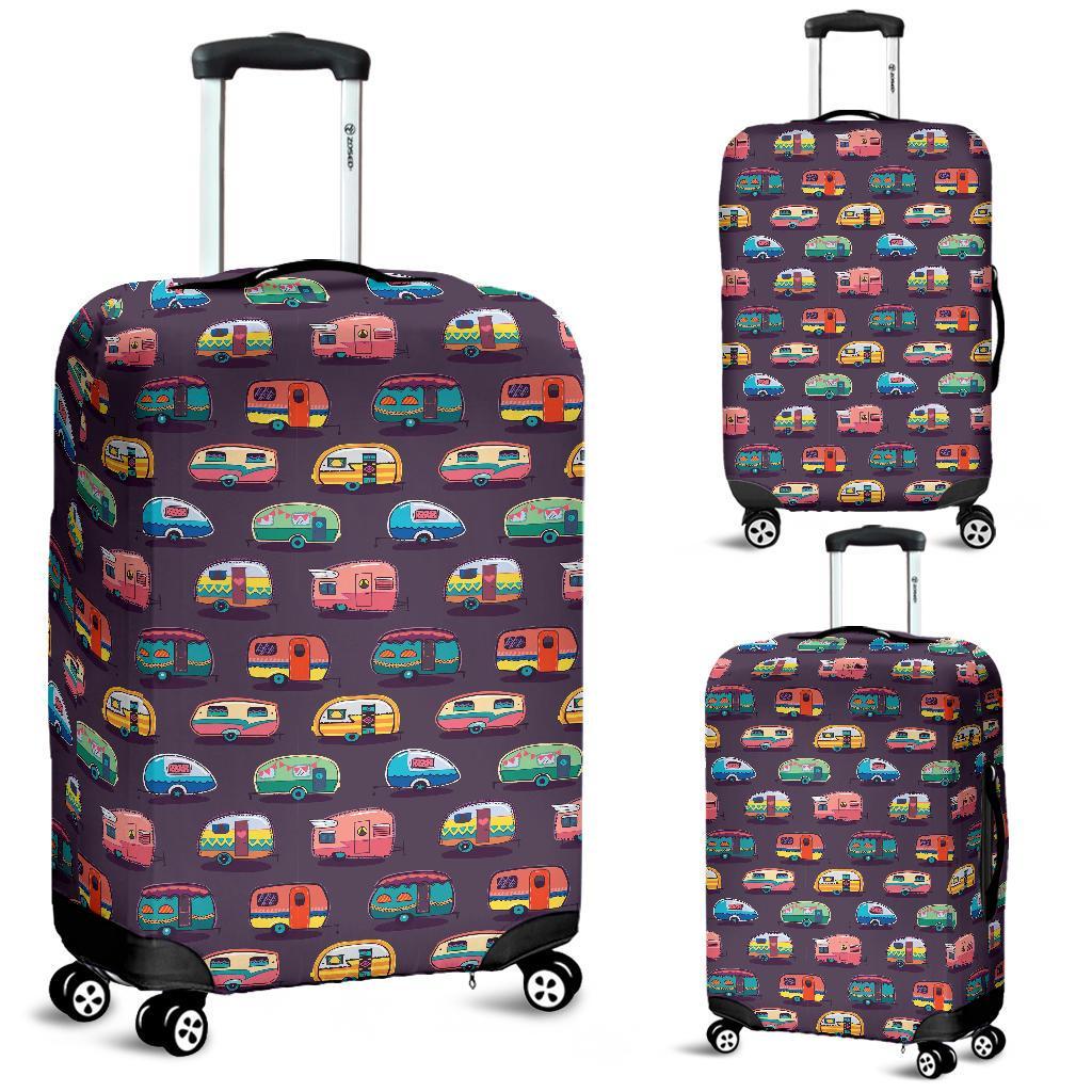 Camper Van Pattern Print Luggage Cover Protector-grizzshop