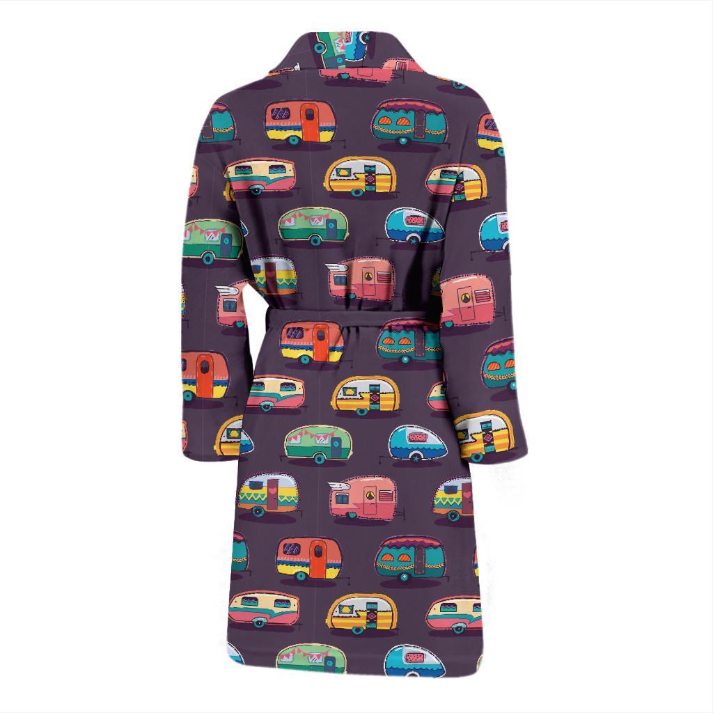 Camper Van Pattern Print Men Long Robe-grizzshop