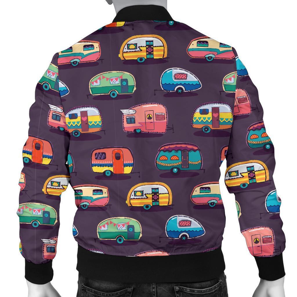 Camper Van Pattern Print Men's Bomber Jacket-grizzshop