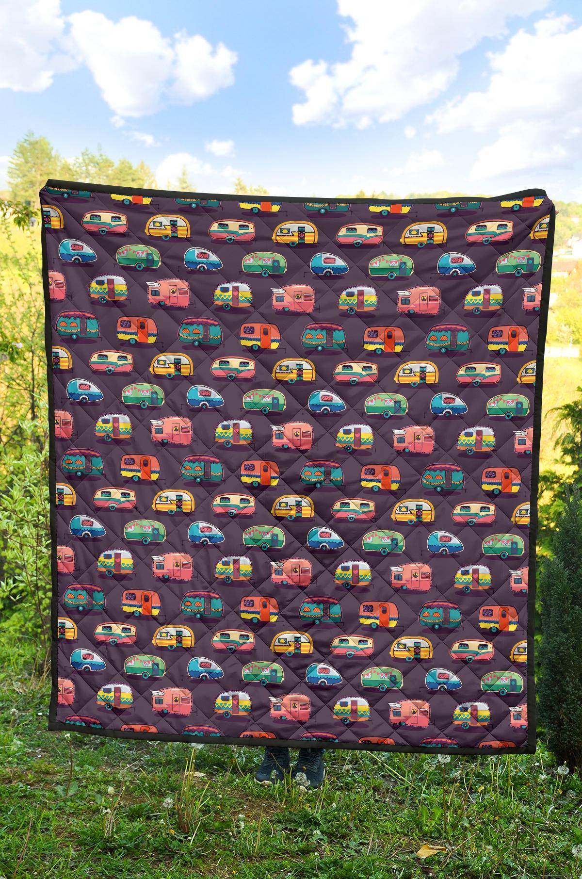Camper Van Pattern Print Quilt-grizzshop