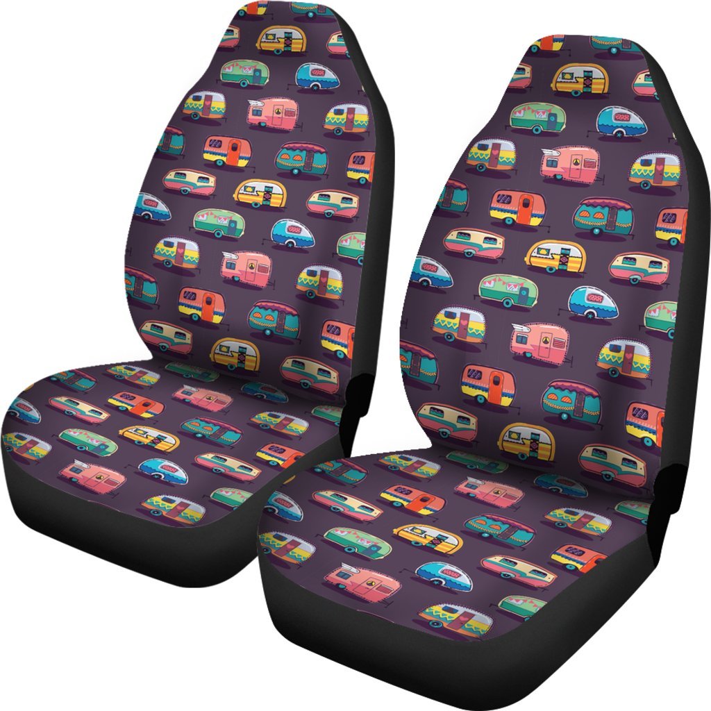 Camper Van Pattern Print Universal Fit Car Seat Covers-grizzshop