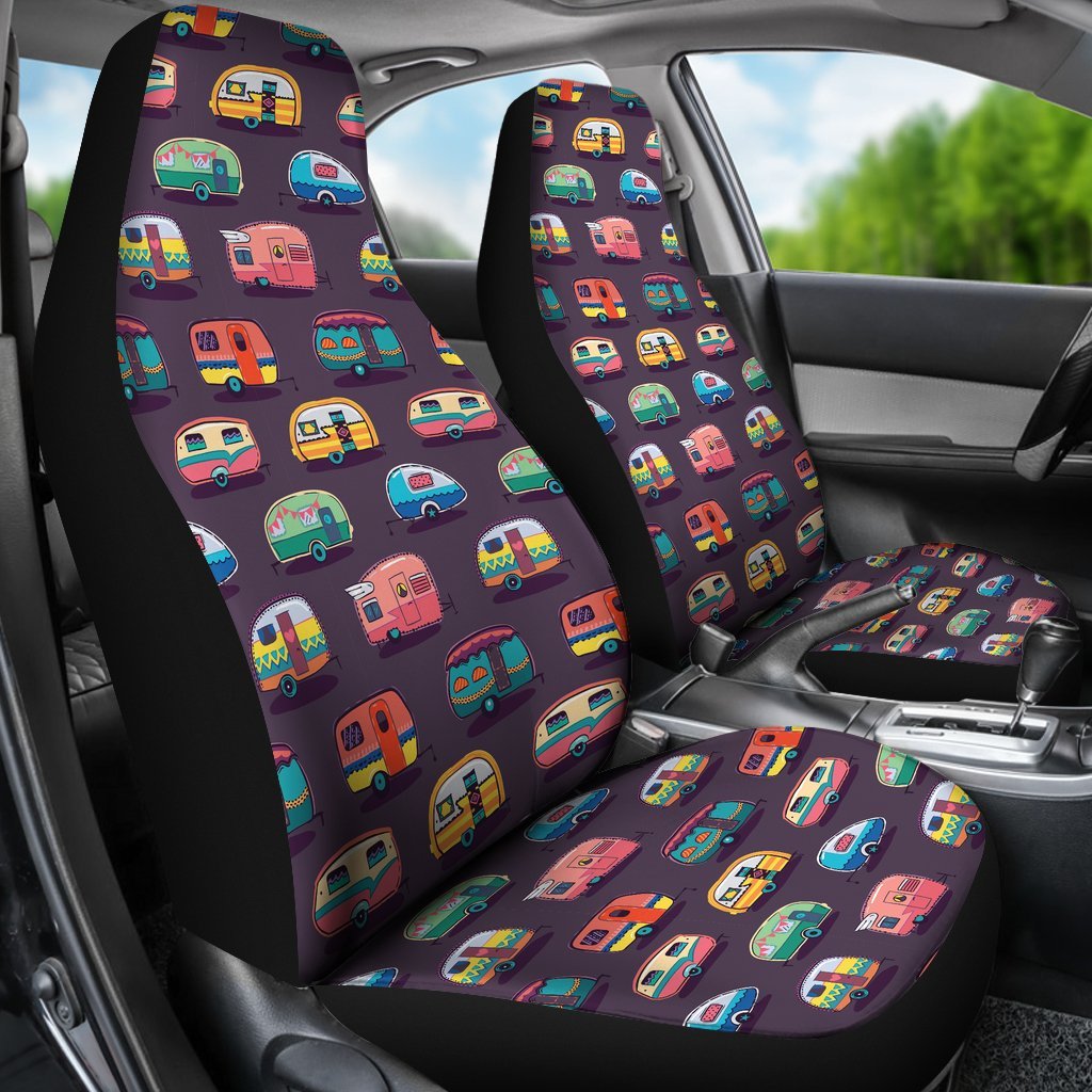 Camper Van Pattern Print Universal Fit Car Seat Covers-grizzshop