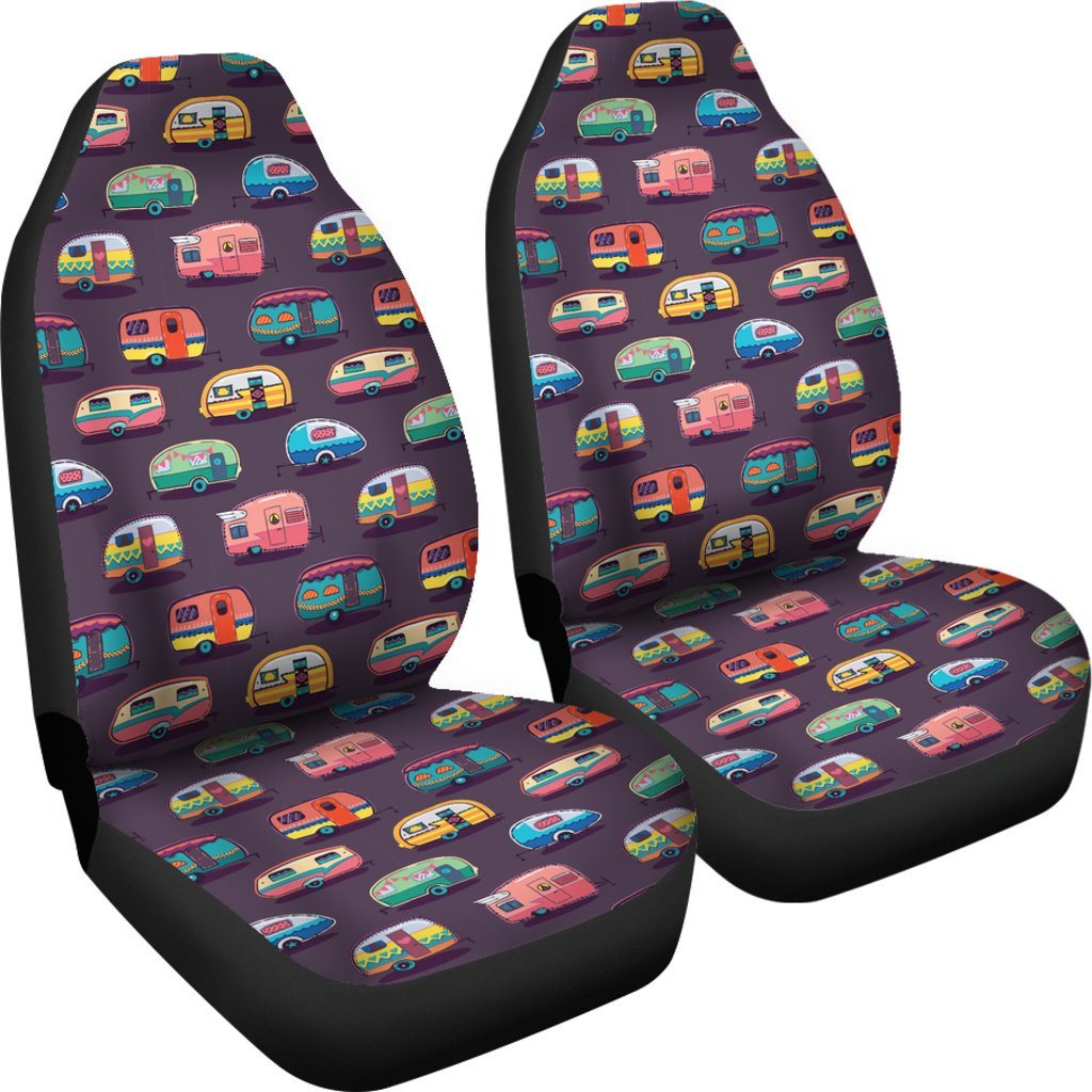 Camper Van Pattern Print Universal Fit Car Seat Covers-grizzshop