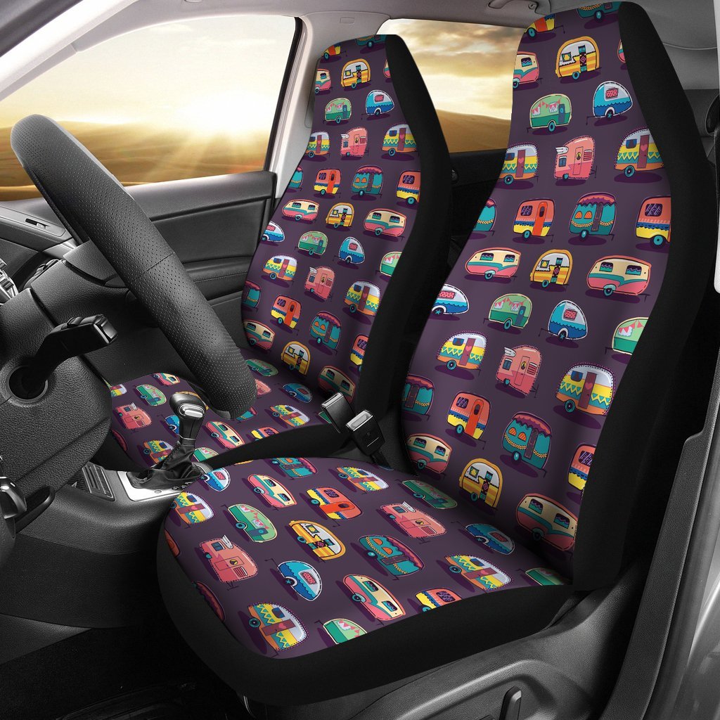 Camper Van Pattern Print Universal Fit Car Seat Covers-grizzshop