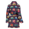 Camper Van Pattern Print Women Long Robe-grizzshop