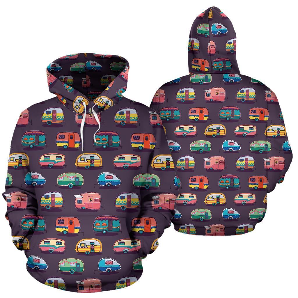 Camper Van Pattern Print Women Men Pullover Hoodie-grizzshop