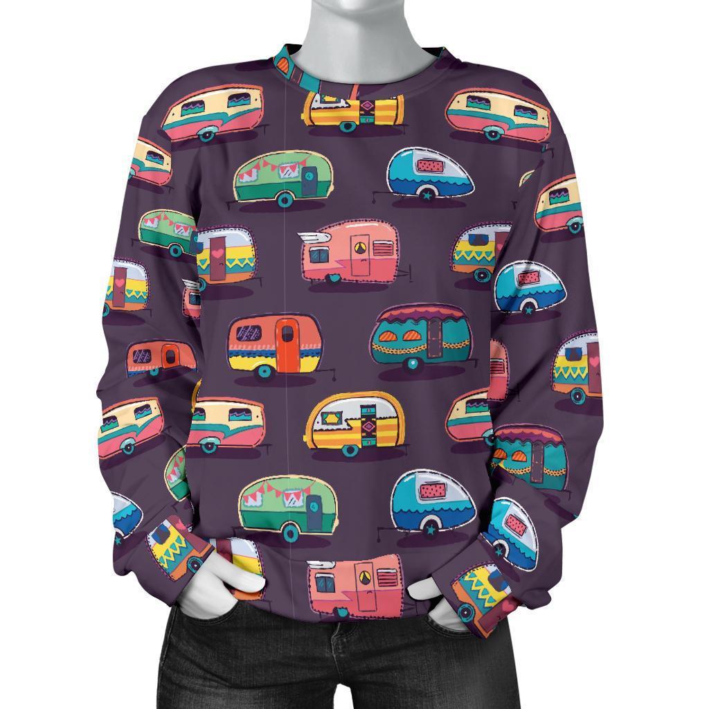 Camper Van Pattern Print Women's Sweatshirt-grizzshop