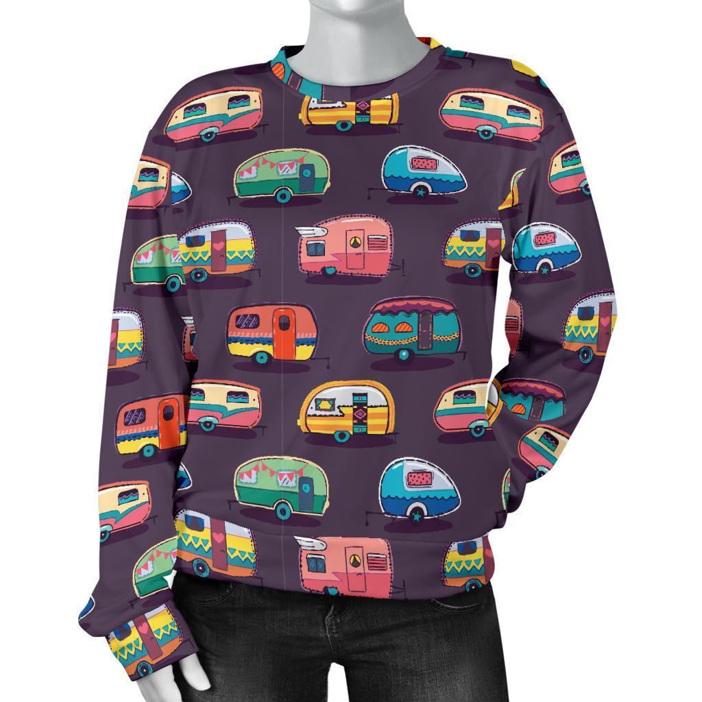 Camper Van Pattern Print Women's Sweatshirt-grizzshop