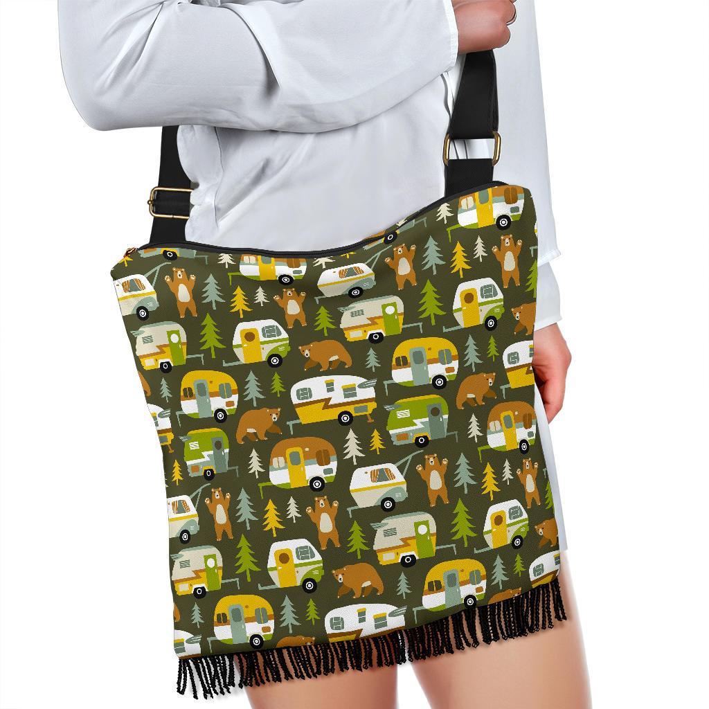 Camper Van Print Pattern Crossbody bags-grizzshop