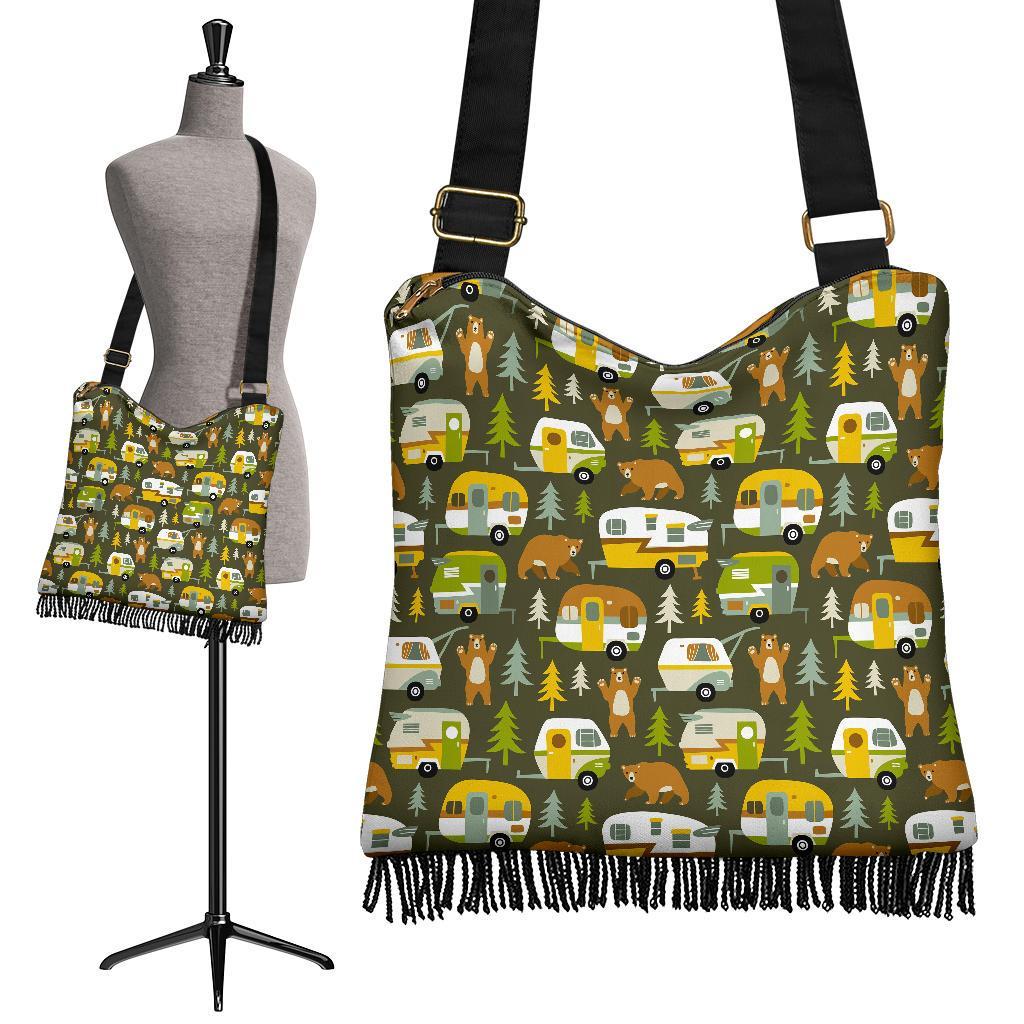 Camper Van Print Pattern Crossbody bags-grizzshop