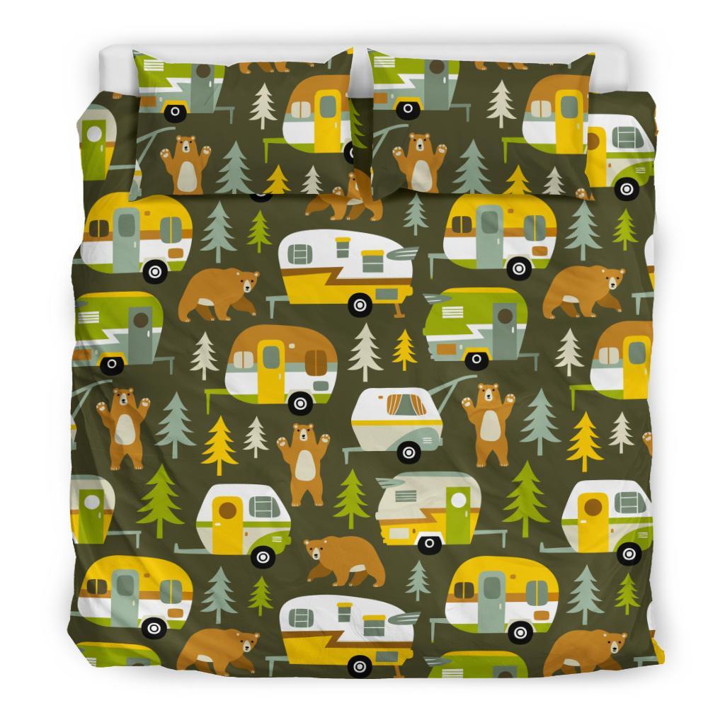 Camper Van Print Pattern Duvet Cover Bedding Set-grizzshop