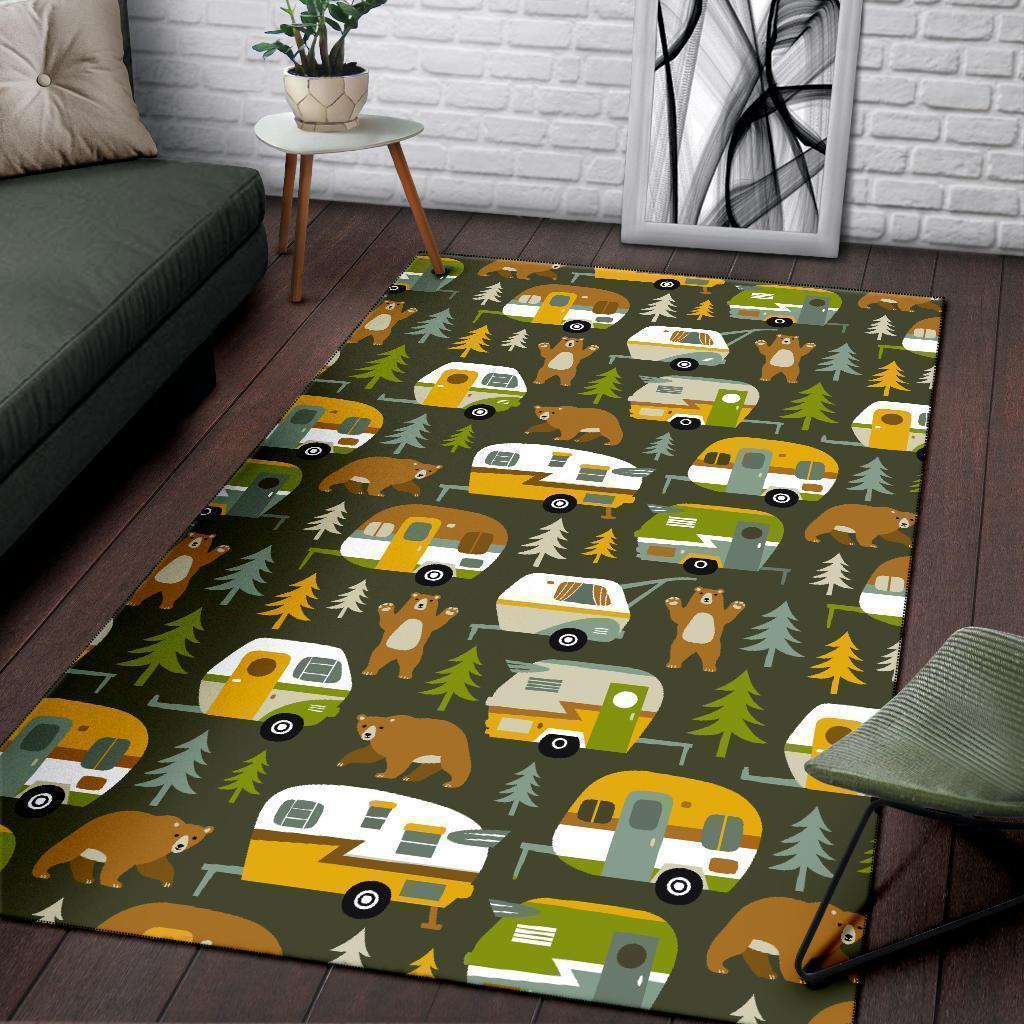 Camper Van Print Pattern Floor Mat-grizzshop